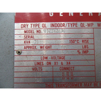 General Electric 9T23B2674 Transformer TESTED!!! 75KVA 120240V - Used