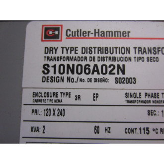 Cutler Hammer S10N06A02N Eaton Transformer