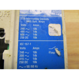 Cutler Hammer FDB3040LD08 Eaton Circuit Breaker - Used