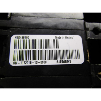 Siemens HED43M100 Circuit Breaker HED43M100L - Used