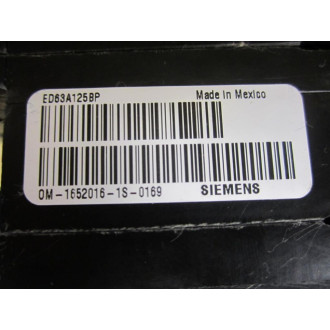Siemens ED63A125 125A Circuit Breaker ED63A125L Cracked Housing - Used