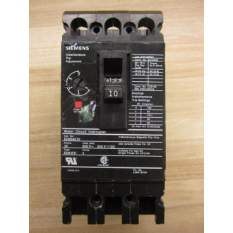 Siemens ED63A010 10A Motor Circuit Interrupter ED63A010l - Used