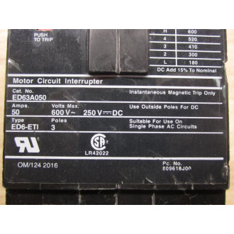 Siemens ED63A050 Circuit Breaker ED63A050L - Used
