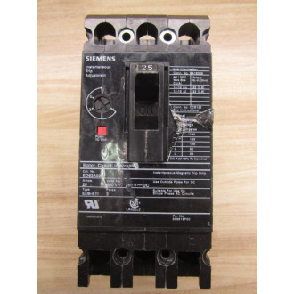 Siemens ED63A025 ITE Motor Circuit Interrupter - Used