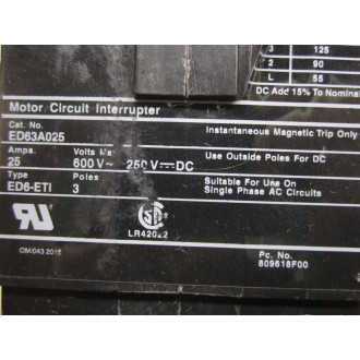 Siemens ED63A025 ITE Motor Circuit Interrupter - Used