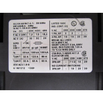 Siemens 3RA11354EB341BB4 Combination Starter 3RV1031-4EA10 - New No Box