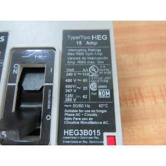 Siemens HEG3B015 Circuit Breaker 15 Amp HEG3B015L - New No Box