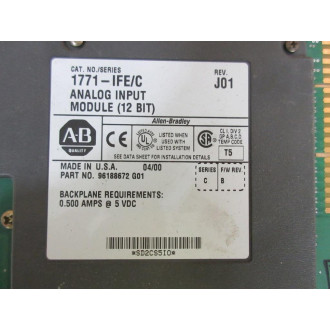 Allen Bradley 1771-IFE Module Ser. C, Rev. J01, FW Rev. B,96188672 G01 - Used