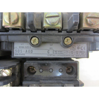 Allen Bradley 505-AOD Starter 505-A0D Reversing WO Overload Relay - Used