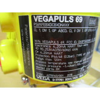Vega VEGAPULS 69 Level Sensor PS69.FEBXDCBXDNXXX W Bracket - New No Box