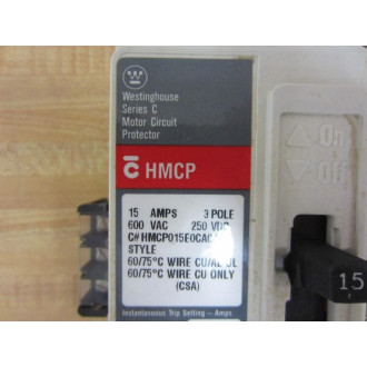 Westinghouse HMCP015E0CA04 Circuit Breaker 15 Amps - Used