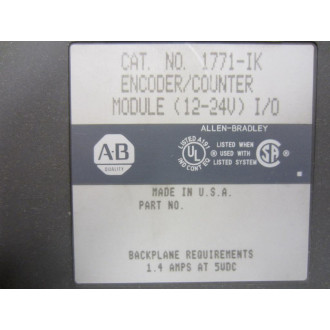 Allen Bradley 1771-IK EncoderCounter Module 1771IK FW Rev.L Ser.A - Used