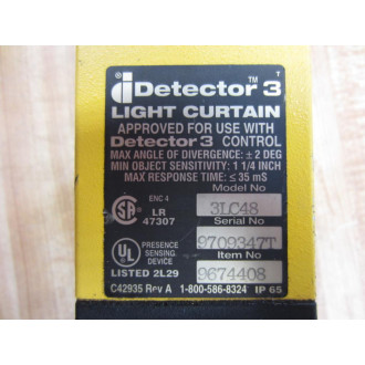 Honeywell 3LC48-R Detector 3 Light Curtain 48" 3LC48R Transmitter - Used