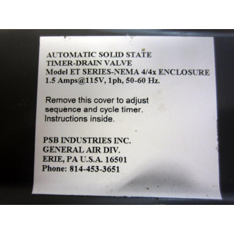 PSB Industries ET Automatic Timer-Drain Valve - New No Box