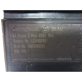 Westinghouse LA3400PRF Tri-Pac 400A Circuit Breaker WOut Cover - Used