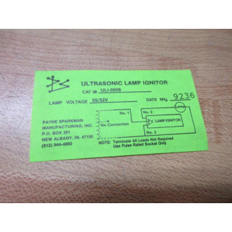 Payne Sparkman ULI-050S Ultrasonic Lamp Ignitor ULI050S