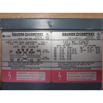 Square D C1S67F Transformer - New No Box