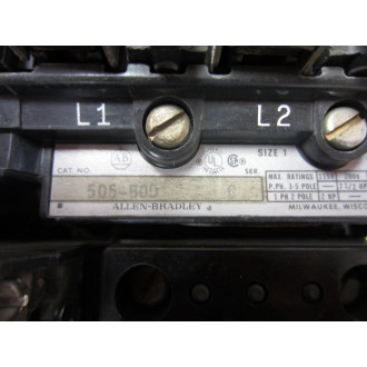 Allen Bradley 505-BOD Reversing Starter 505-B0D W 599-K04 & Contacts - Used
