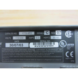 Allen Bradley 1770-KF2 Communication Interface 1770KF2 Series C Rev 07 - Used