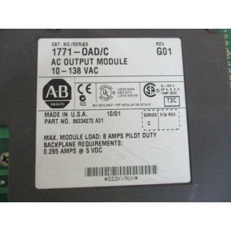 Allen Bradley 1771-OAD Module 1771OAD Ser.C,Rev.G01,96234272 A01 - Used