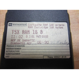 Schneider TSX RAM 16 8 Telemecanique Ram 16K Bytes TSXRAM168 - Used