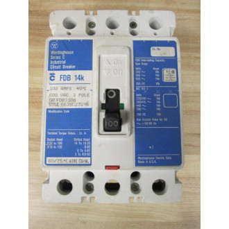 Cutler Hammer FDB3100 Eaton Circuit Breaker Missing Lugs - Used