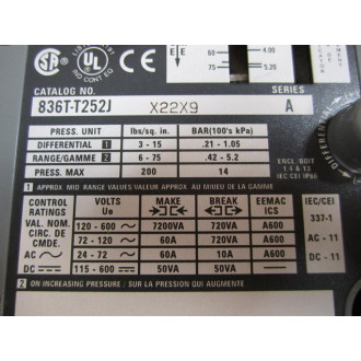Allen Bradley 836T-T351JX23X9 Pressure Switch 836TT351JX23X9 - New No Box