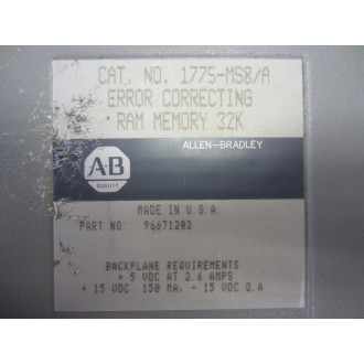 Allen Bradley 1775-MS8 Memory Module 1775MS8 96671202 ST0BQ1GD Series A 1775-MS8A - Used