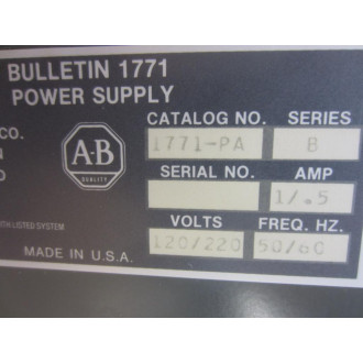 Allen Bradley 1771-PA Power Supply 1771PA Broken Screw Terminals - Used
