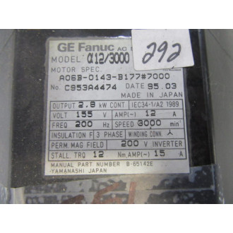 Fanuc A06B-0143-B176 AC Motor A06B0143B176 - Used