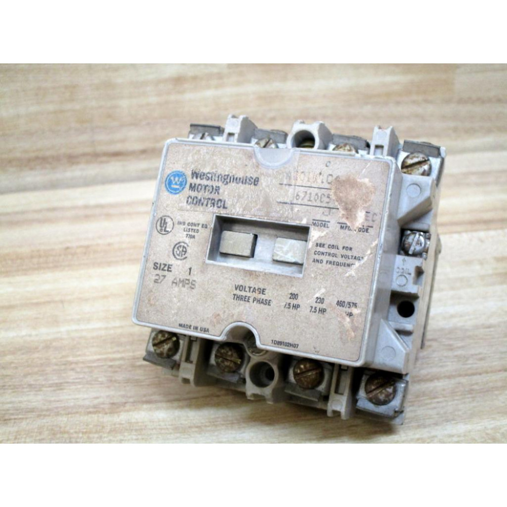 Westinghouse A201K1CA Motor Control Contactor Upper Deck - Used