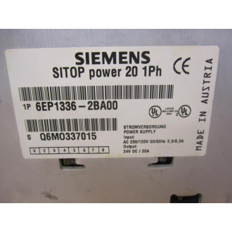 Siemens 6EP1-336-2BA00 Power Supply 6EP13362BA00 WO Cover - Used