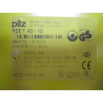 Pilz 474050 Safety Relay 24VDC PZE 7 - Used