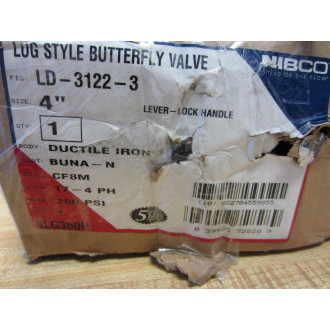 Nibco LD-3122-3 Butterfly Valve Lug Style 4 Inch Lever Lock 250 PSI LD31223