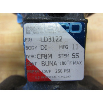 Nibco LD-3122-3 Butterfly Valve Lug Style 4 Inch Lever Lock 250 PSI LD31223