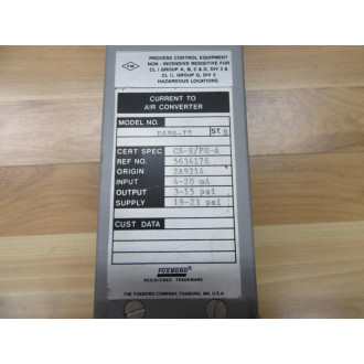 Foxboro E69R-I2 Converter Current E69RI2 Cert Spec CS-EFN-A