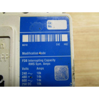 Cutler Hammer FDB3030LD08 Eaton Circuit Breaker - Used