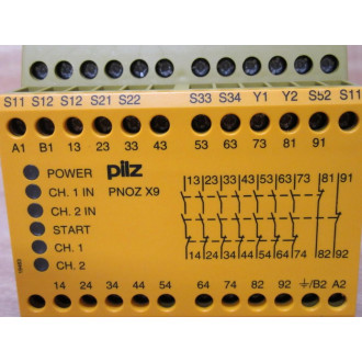 Pilz PNOZ X9 24VAC 24VDC 7NO 2NC 2SO Relay 774609 - Used