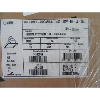 Cooper MHQF-GOGASAGL-400-277V-EM-LL-QLL Lighting 11812448 G0