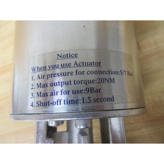 Tri-Flo 3P341 Actuated Hygenic Butterfly Valve Size 4" - New No Box