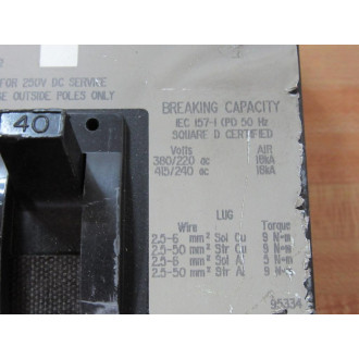 Square D FAL34040 40A Circuit Breaker - Used