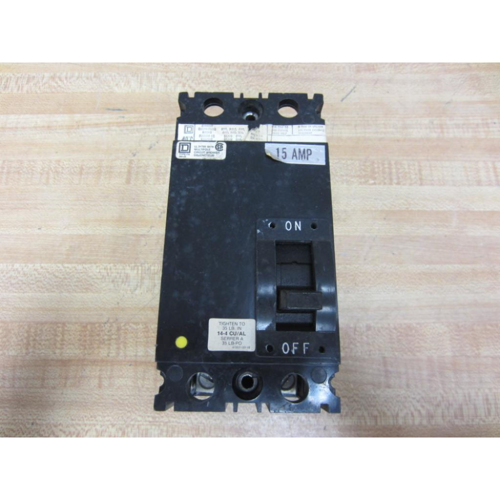 Square D FAL24015 Circuit Breaker 15A Type FA - Used
