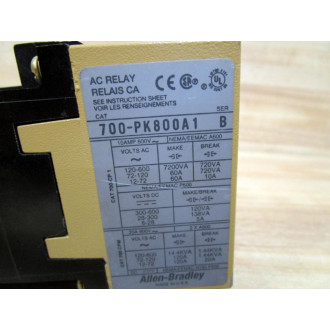 Allen Bradley 700-PK800A1 Relay 700PK800A1 Series BCracked Type PK - Used