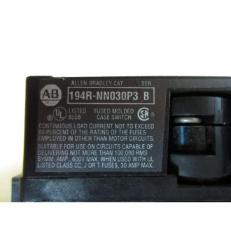 Allen Bradley 194R-NN030P3 IEC Disconnect 194RNN030P3 Ser B - Used