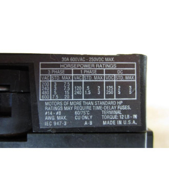 Allen Bradley 194R-NN030P3 IEC Disconnect 194RNN030P3 Ser B - Used