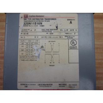 Cutler Hammer S20N11S16N Eaton Dry Type Distribution Transformer Ser A - New No Box
