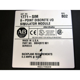 Allen Bradley 1771-SIM Simulator Module 1771SIM Ser.A Rev.B02 - Used