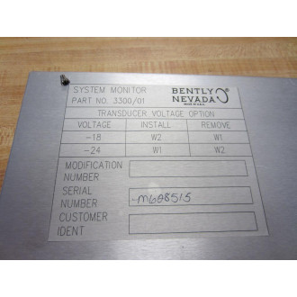Bently Nevada 330001 System Monitor SN M628515 - Parts Only
