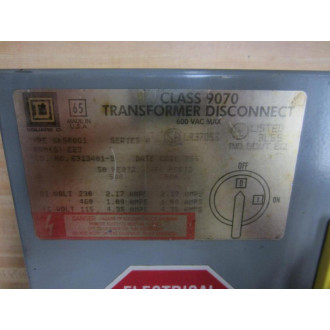 Square D 9070-SK500G1 Disconnect 9070SK500G1 Series A - Used