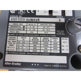 Allen Bradley 836T-T253JX130X15 Pressure Control